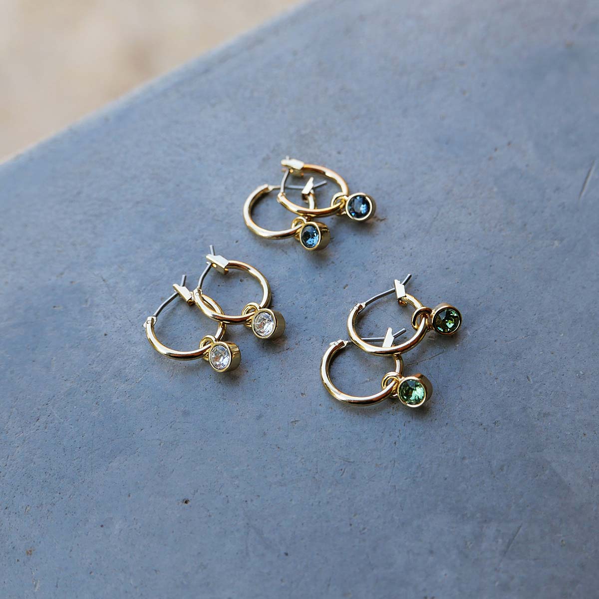 Oorbel - Crystal Hoops Mini - Denim Blue - Afbeelding 2
